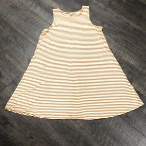OLD NAVY YELLOW AND WHITE STRIPE JERSEY SWING DRESS SIZE M PETITE